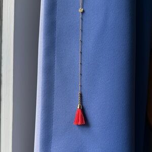 Elegant Gold and Red Tassel Necklace